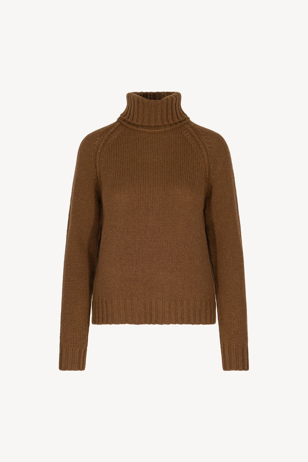 Terracotta Pure Cashmere 10-Ply Turtleneck with Raglan Sleeves