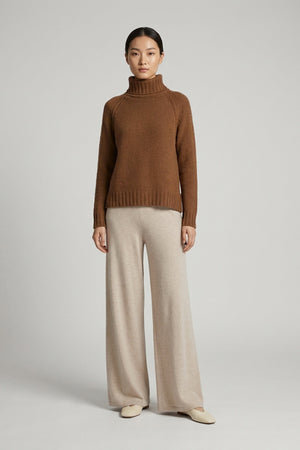 Terracotta Pure Cashmere 10-Ply Turtleneck with Raglan Sleeves
