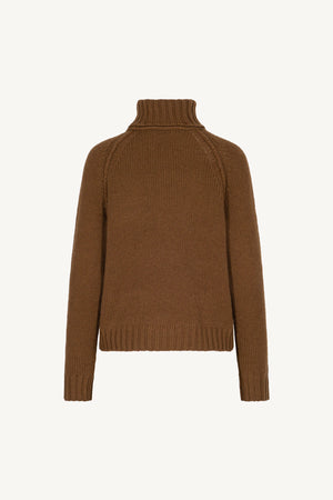 Terracotta Pure Cashmere 10-Ply Turtleneck with Raglan Sleeves