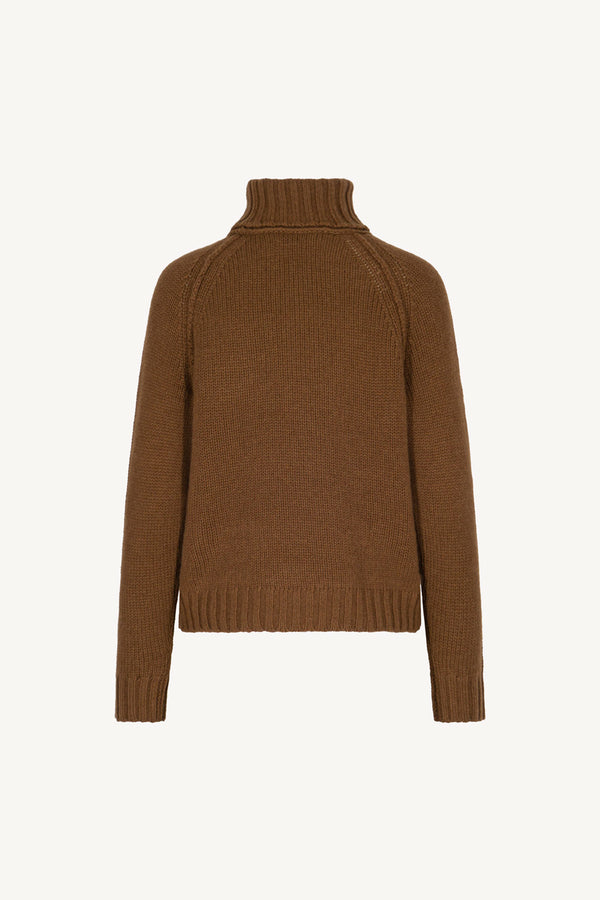 Terracotta Pure Cashmere 10-Ply Turtleneck with Raglan Sleeves