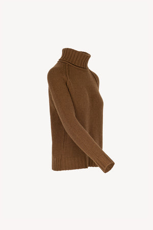 Terracotta Pure Cashmere 10-Ply Turtleneck with Raglan Sleeves