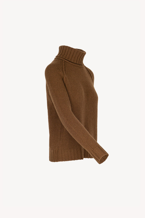 Terracotta Pure Cashmere 10-Ply Turtleneck with Raglan Sleeves