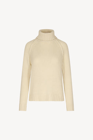 Ivory Pure Cashmere 10-Ply Turtleneck with Raglan Sleeves
