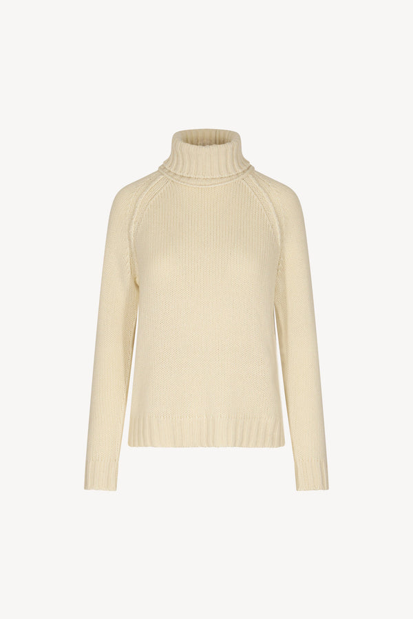Ivory Pure Cashmere 10-Ply Turtleneck with Raglan Sleeves