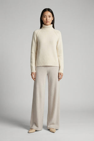 Ivory Pure Cashmere 10-Ply Turtleneck with Raglan Sleeves