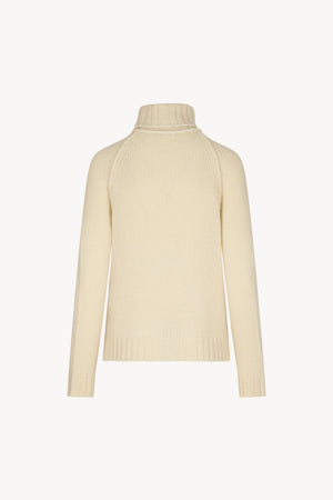 Ivory Pure Cashmere 10-Ply Turtleneck with Raglan Sleeves