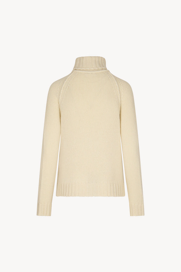 Ivory Pure Cashmere 10-Ply Turtleneck with Raglan Sleeves