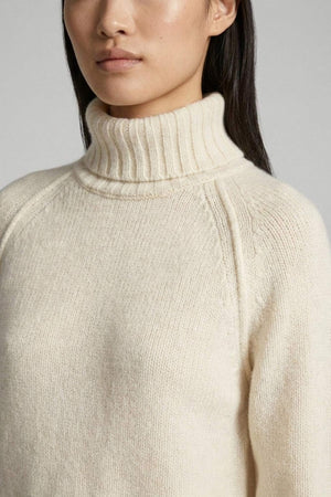 Ivory Pure Cashmere 10-Ply Turtleneck with Raglan Sleeves