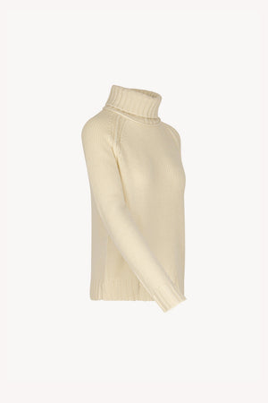 Ivory Pure Cashmere 10-Ply Turtleneck with Raglan Sleeves