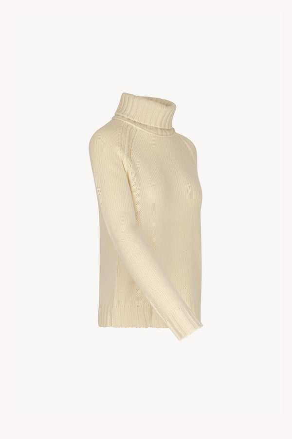 Ivory Pure Cashmere 10-Ply Turtleneck with Raglan Sleeves