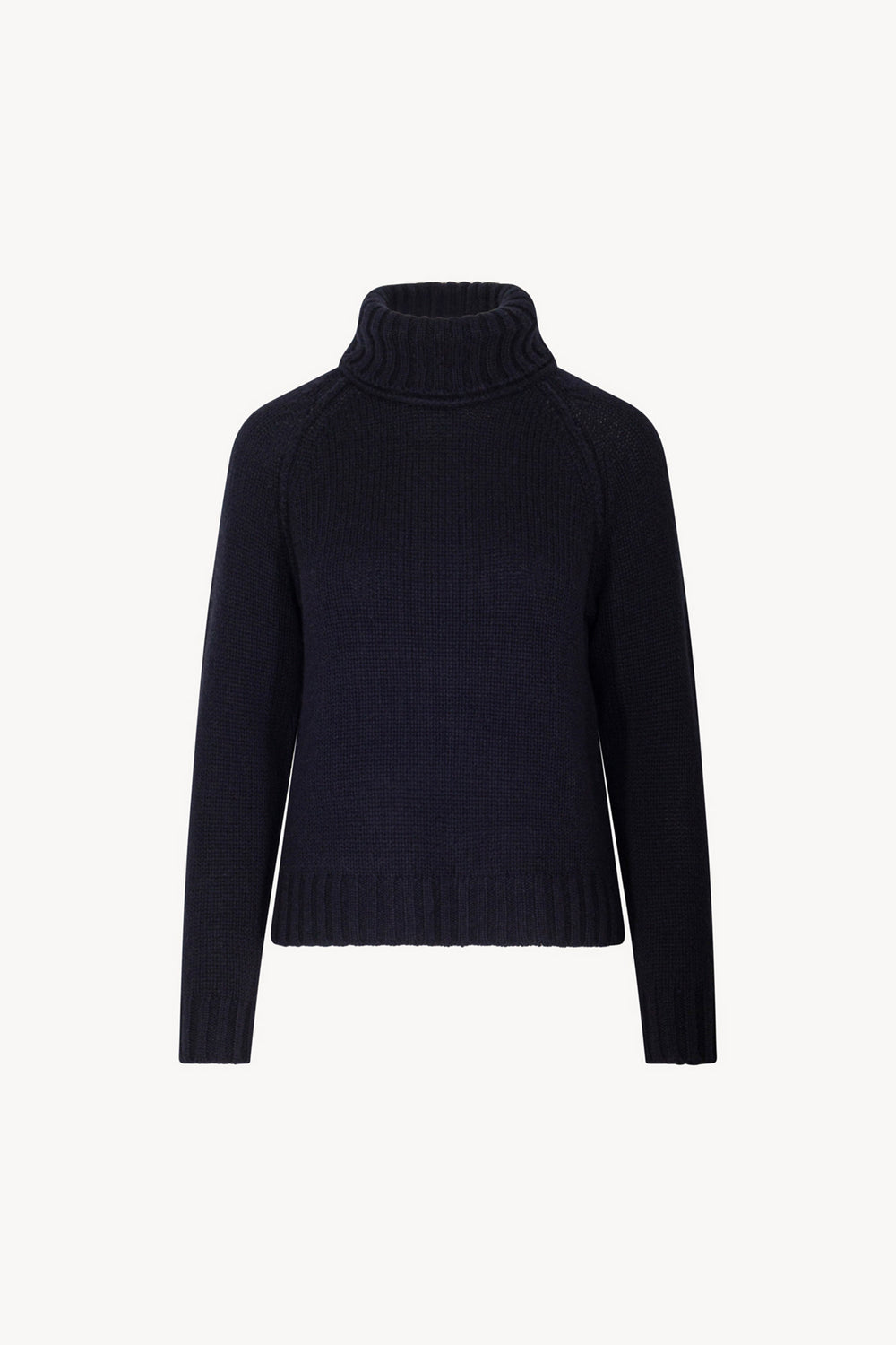 Midnight Blue Pure Cashmere 10-Ply Turtleneck with Raglan Sleeves