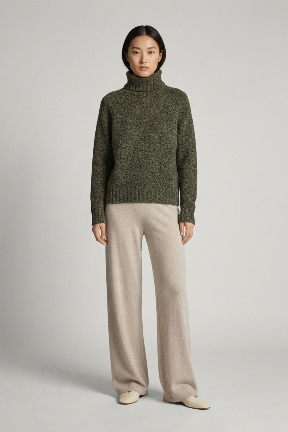 Dolcevita Manica Raglan 10 Fili in Puro Cashmere Moulinè Foresta