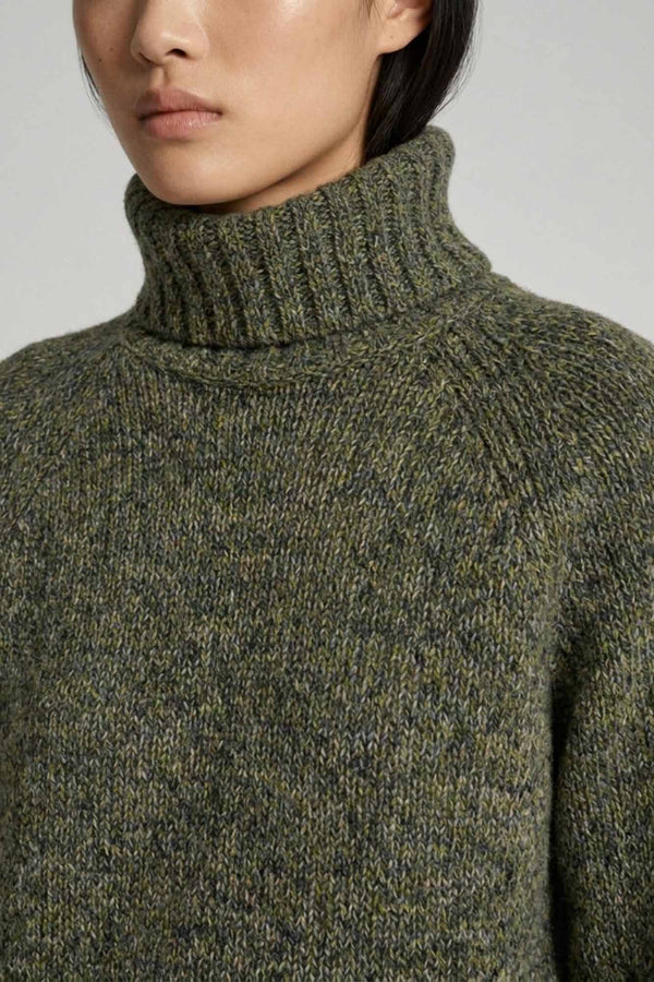 Dolcevita Manica Raglan 10 Fili in Puro Cashmere Moulinè Foresta