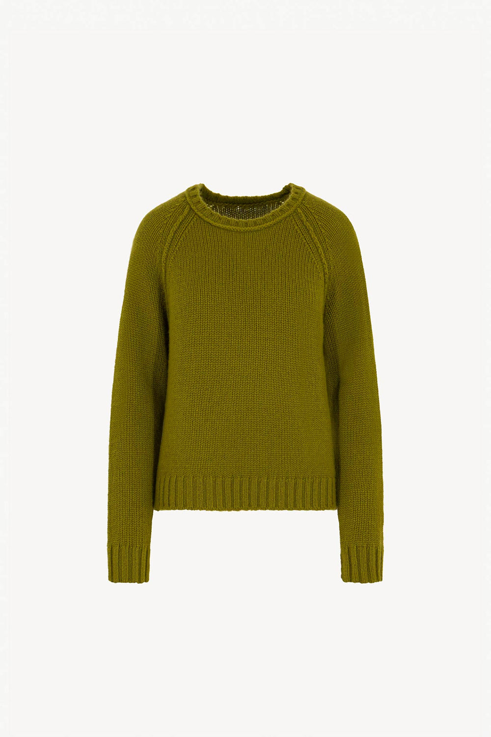 Girocollo Manica Raglan 10 Fili in Puro Cashmere Oliva