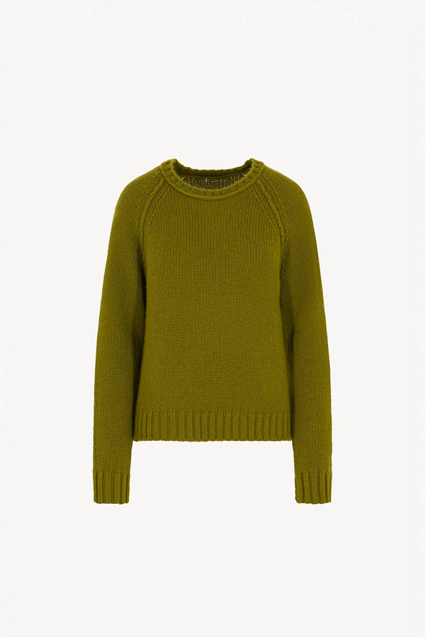 Girocollo Manica Raglan 10 Fili in Puro Cashmere Oliva