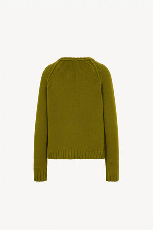 Girocollo Manica Raglan 10 Fili in Puro Cashmere Oliva