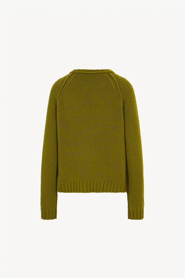 Girocollo Manica Raglan 10 Fili in Puro Cashmere Oliva