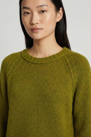 Girocollo Manica Raglan 10 Fili in Puro Cashmere Oliva