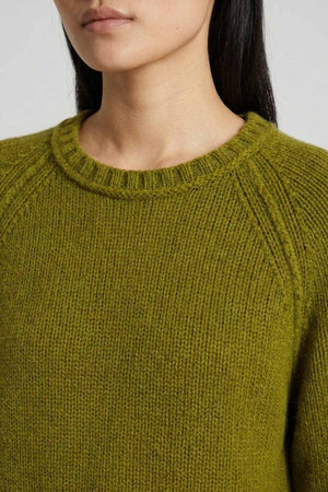 Girocollo Manica Raglan 10 Fili in Puro Cashmere Oliva