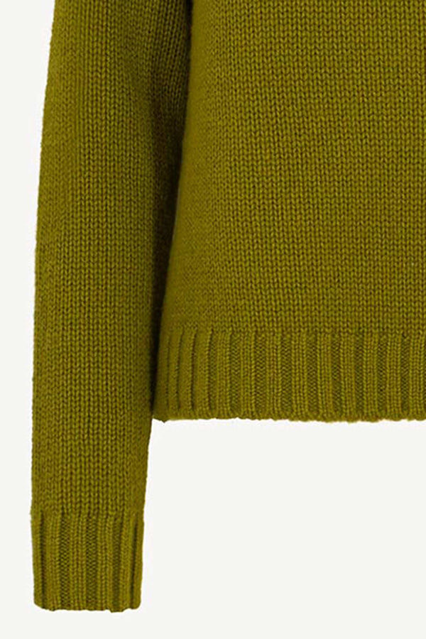 Girocollo Manica Raglan 10 Fili in Puro Cashmere Oliva