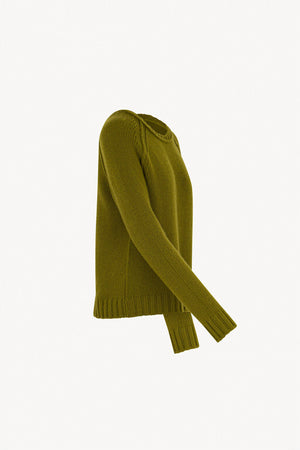 Girocollo Manica Raglan 10 Fili in Puro Cashmere Oliva