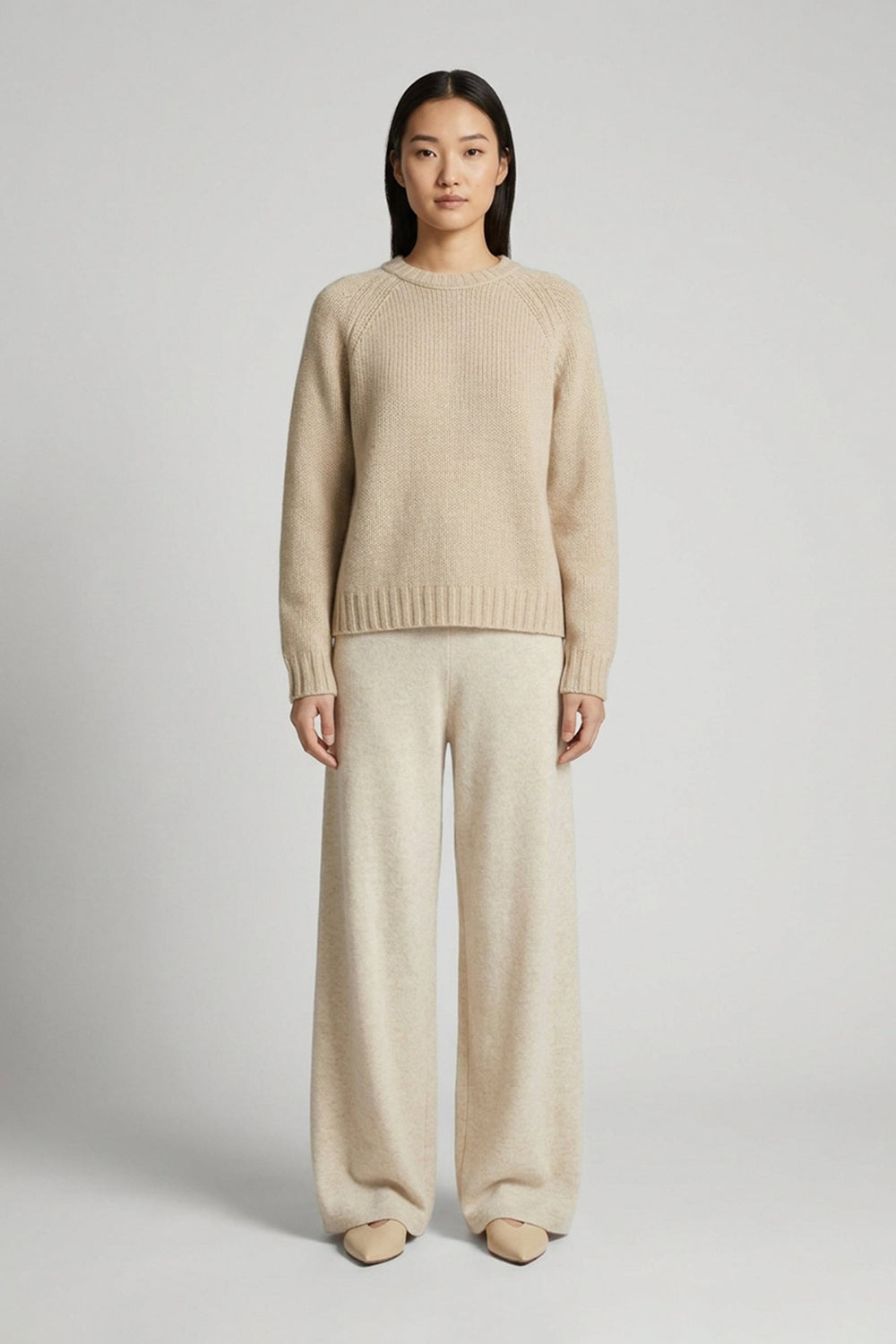Girocollo Manica Raglan 10 Fili in Puro Cashmere Avena