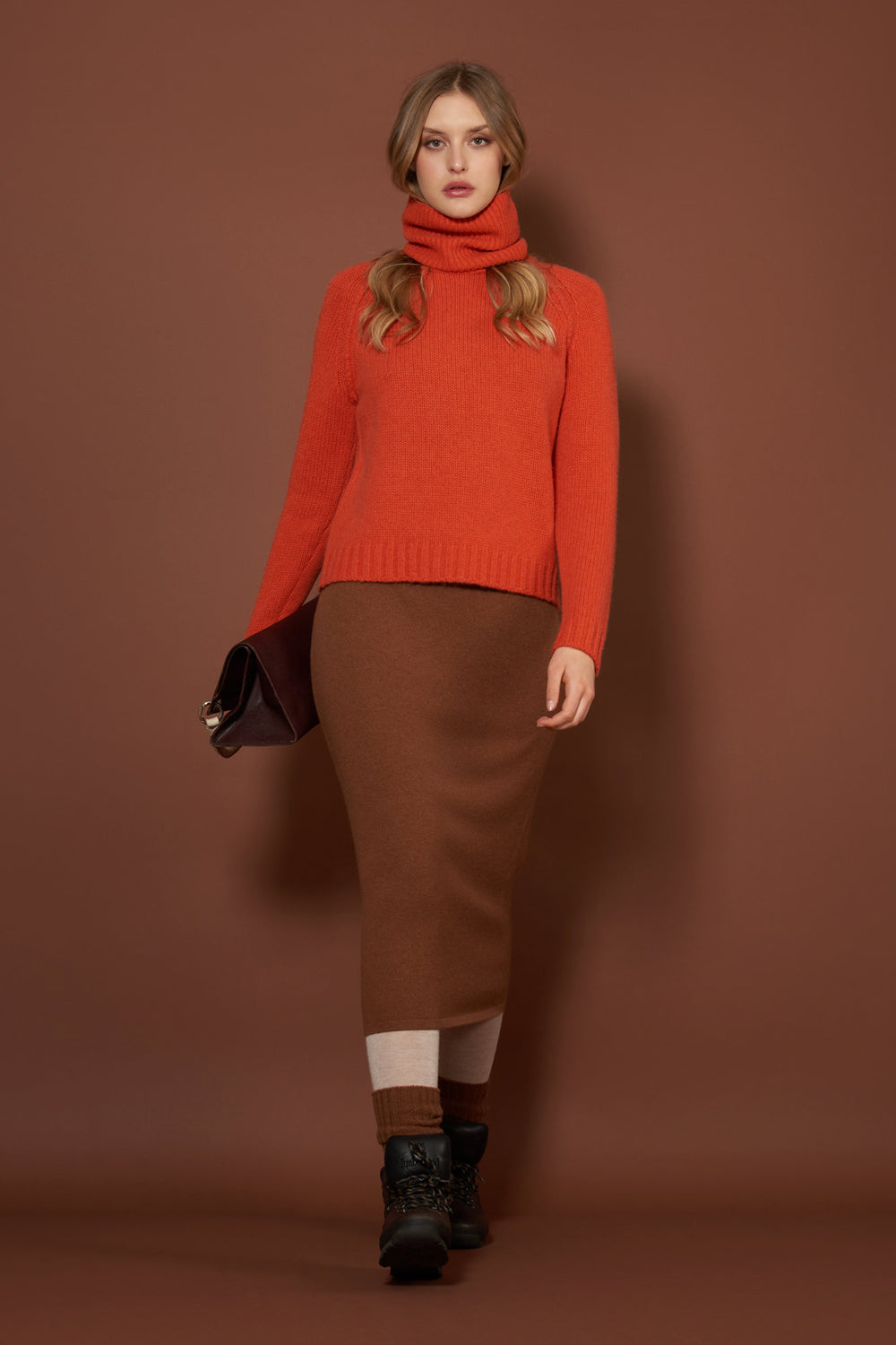 Girocollo Manica Raglan 10 Fili in Puro Cashmere Spezie