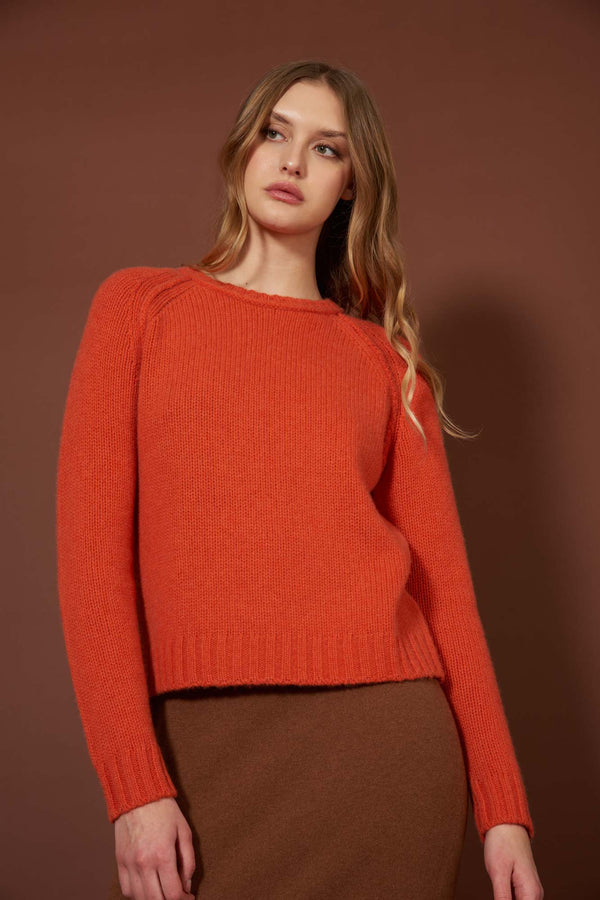 Girocollo Manica Raglan 10 Fili in Puro Cashmere Spezie