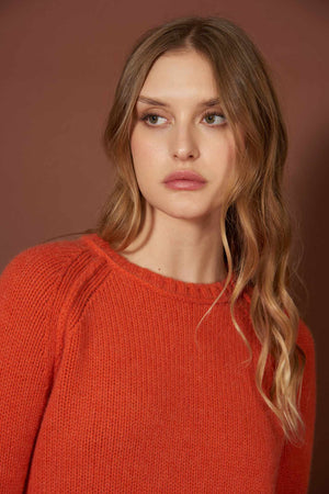 Girocollo Manica Raglan 10 Fili in Puro Cashmere Spezie