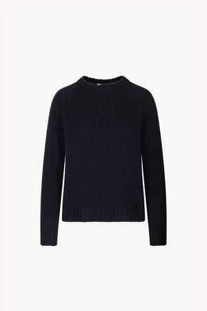 Midnight Blue Pure Cashmere 10-Ply Crew Neck with Raglan Sleeves