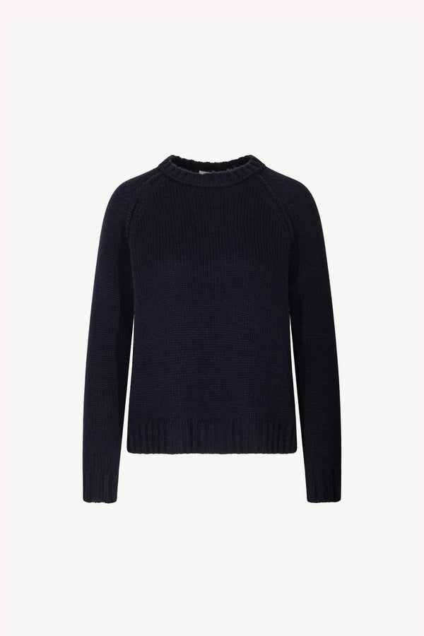 Midnight Blue Pure Cashmere 10-Ply Crew Neck with Raglan Sleeves