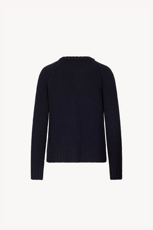 Midnight Blue Pure Cashmere 10-Ply Crew Neck with Raglan Sleeves