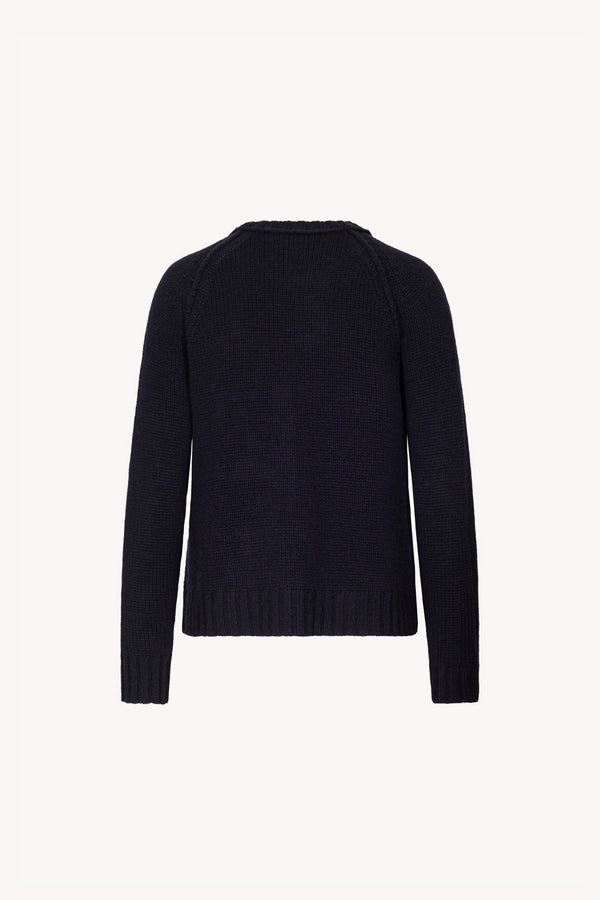 Midnight Blue Pure Cashmere 10-Ply Crew Neck with Raglan Sleeves