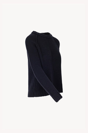 Midnight Blue Pure Cashmere 10-Ply Crew Neck with Raglan Sleeves