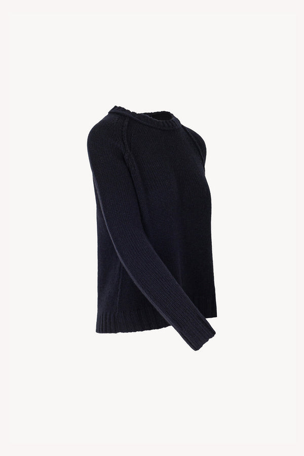 Midnight Blue Pure Cashmere 10-Ply Crew Neck with Raglan Sleeves
