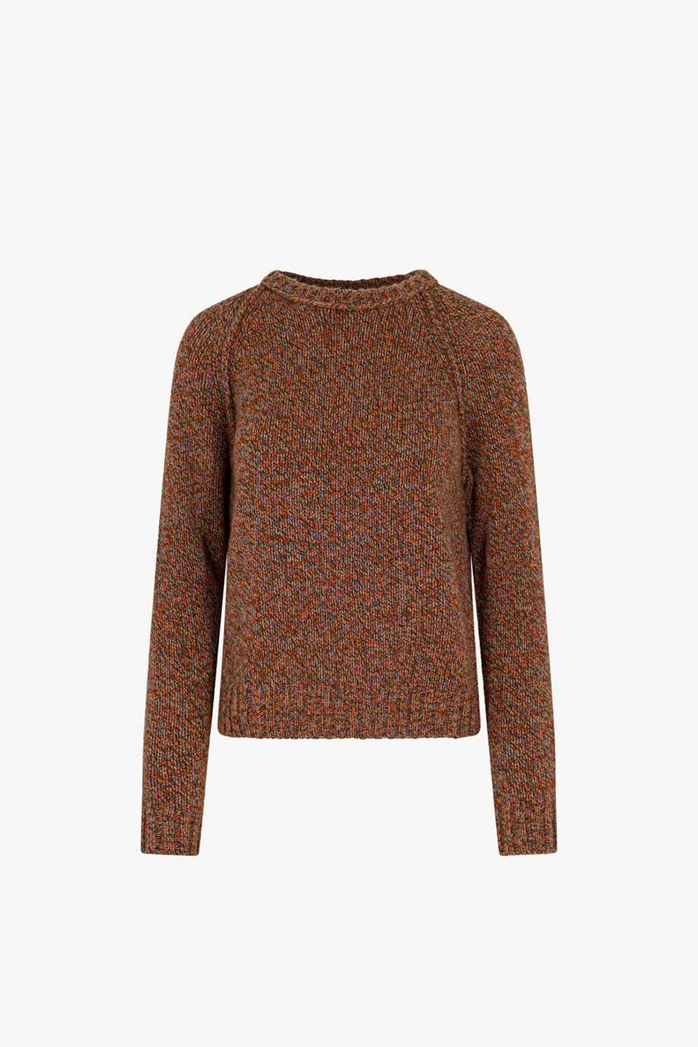 Girocollo Manica Raglan 10 Fili in Puro Cashmere Moulinè Spezie