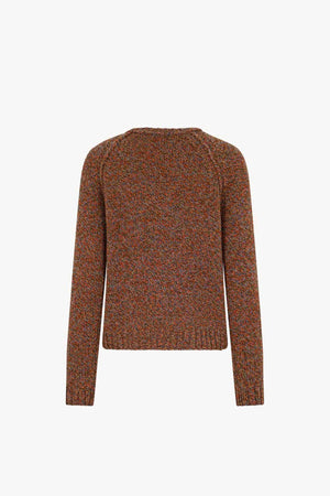 Girocollo Manica Raglan 10 Fili in Puro Cashmere Moulinè Spezie