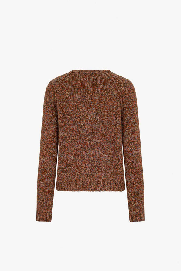 Girocollo Manica Raglan 10 Fili in Puro Cashmere Moulinè Spezie