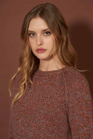 Girocollo Manica Raglan 10 Fili in Puro Cashmere Moulinè Spezie
