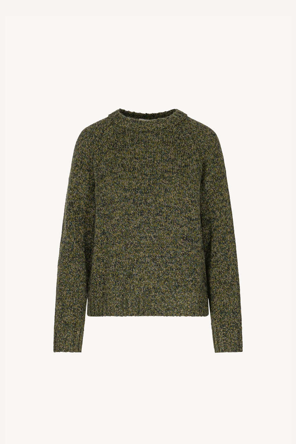 Girocollo Manica Raglan 10 Fili in Puro Cashmere Moulinè Foresta