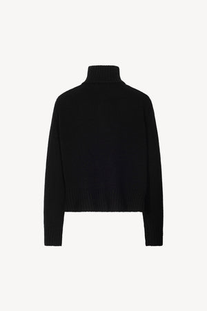 Black Pure Cashmere 10-Ply Mock Neck Sweater with Zip