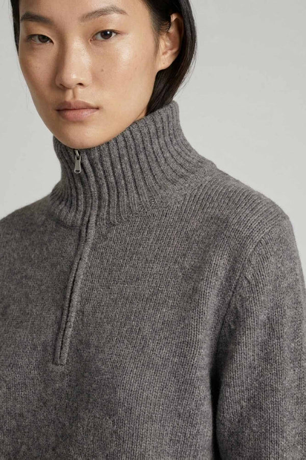 Maglia Lupetto con Zip 10 Fili in Puro Cashmere Derby