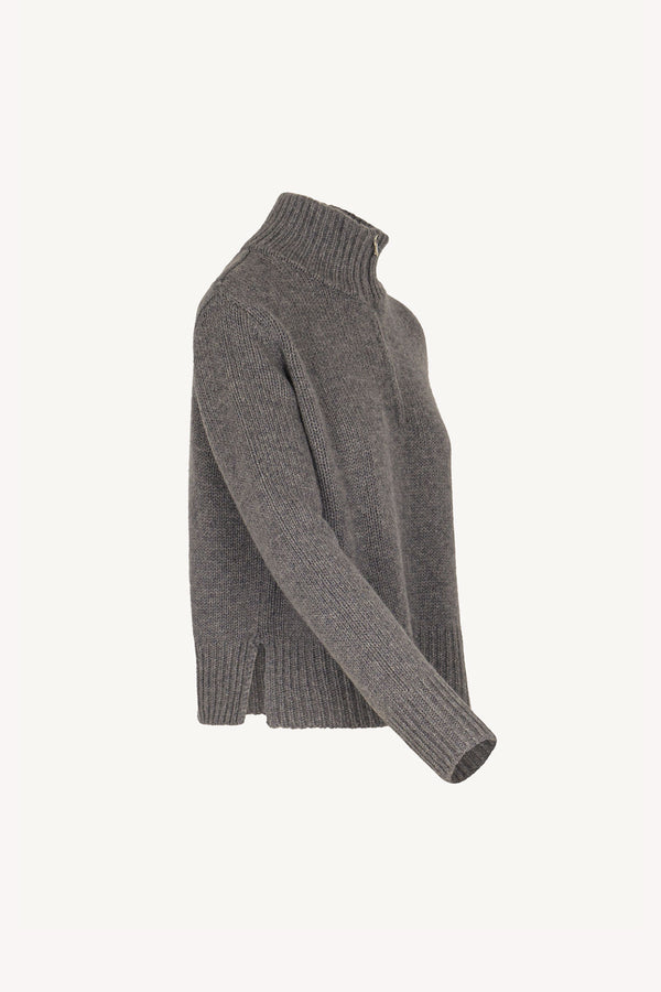 Maglia Lupetto con Zip 10 Fili in Puro Cashmere Derby