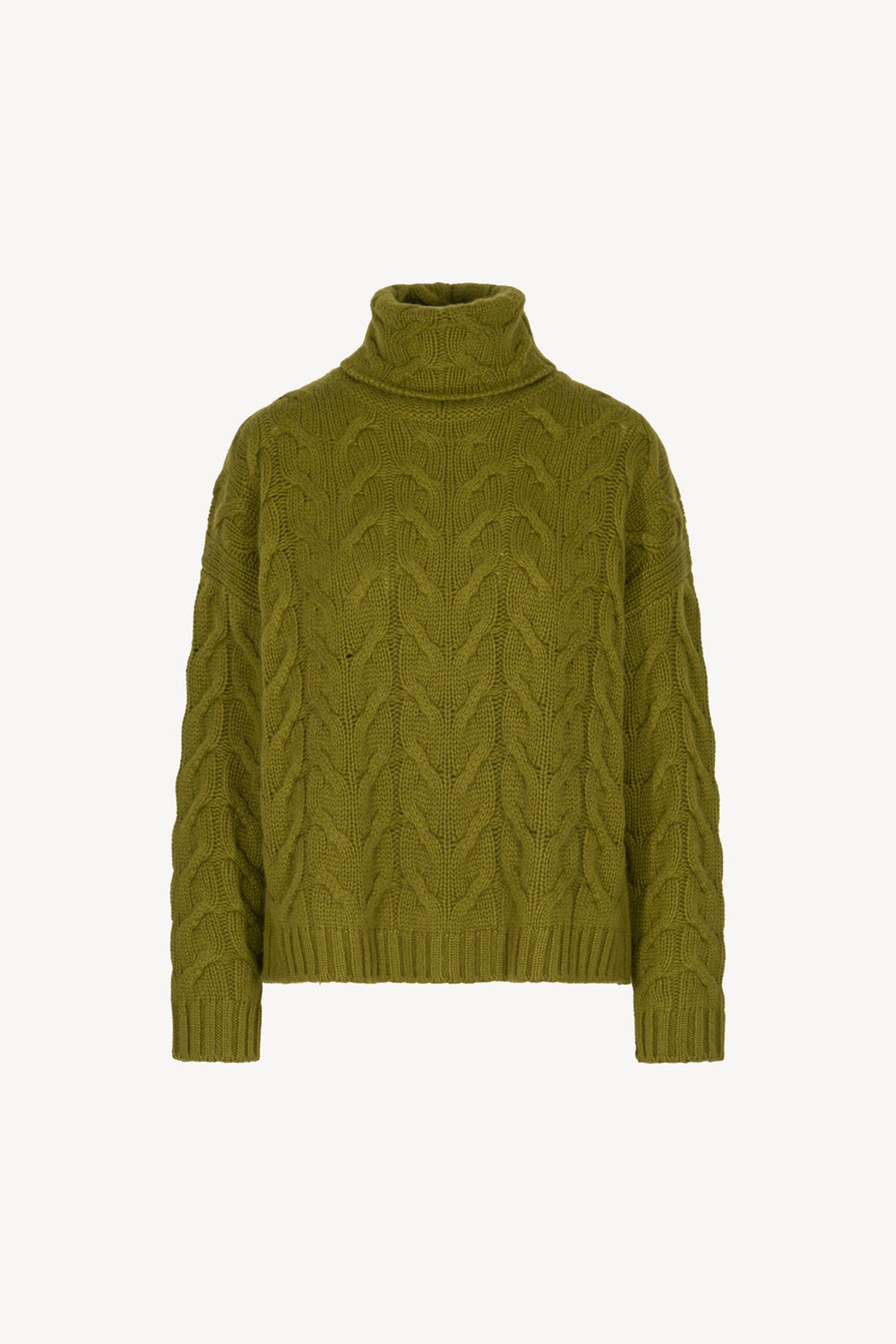 Dolcevita a Trecce 12 Fili in Puro Cashmere Oliva