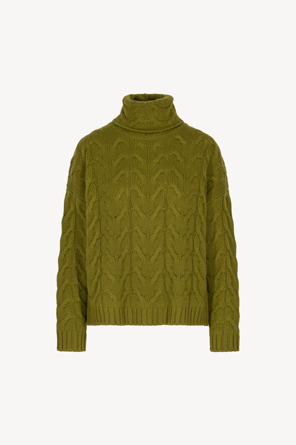 Dolcevita a Trecce 12 Fili in Puro Cashmere Oliva