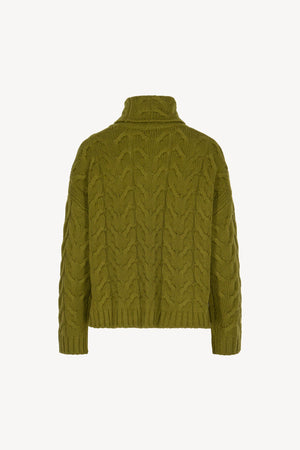 Dolcevita a Trecce 12 Fili in Puro Cashmere Oliva
