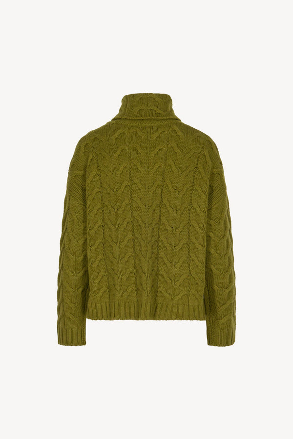 Dolcevita a Trecce 12 Fili in Puro Cashmere Oliva
