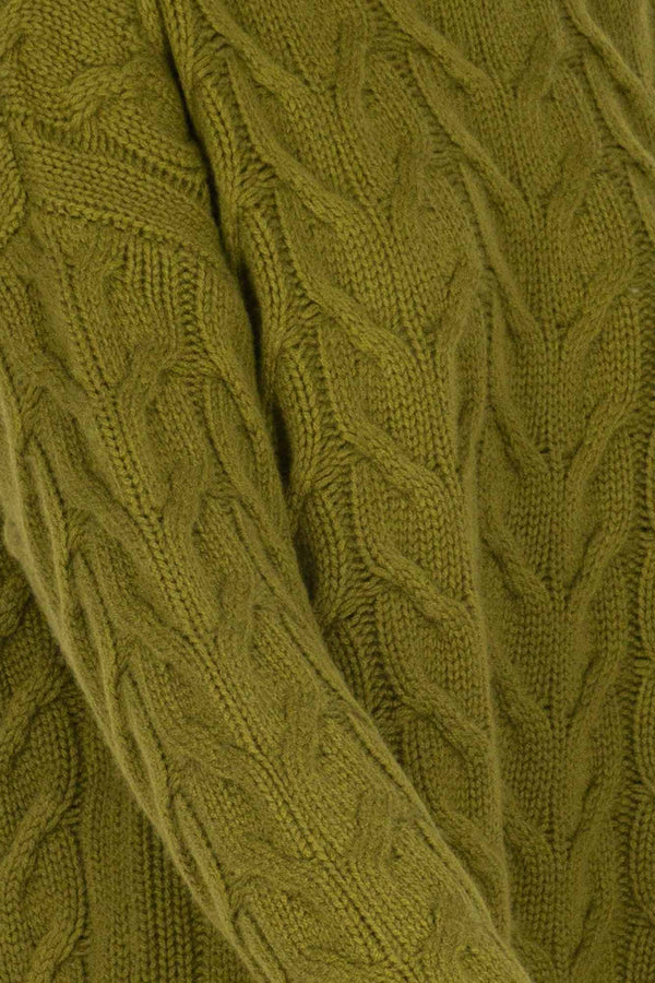 Dolcevita a Trecce 12 Fili in Puro Cashmere Oliva