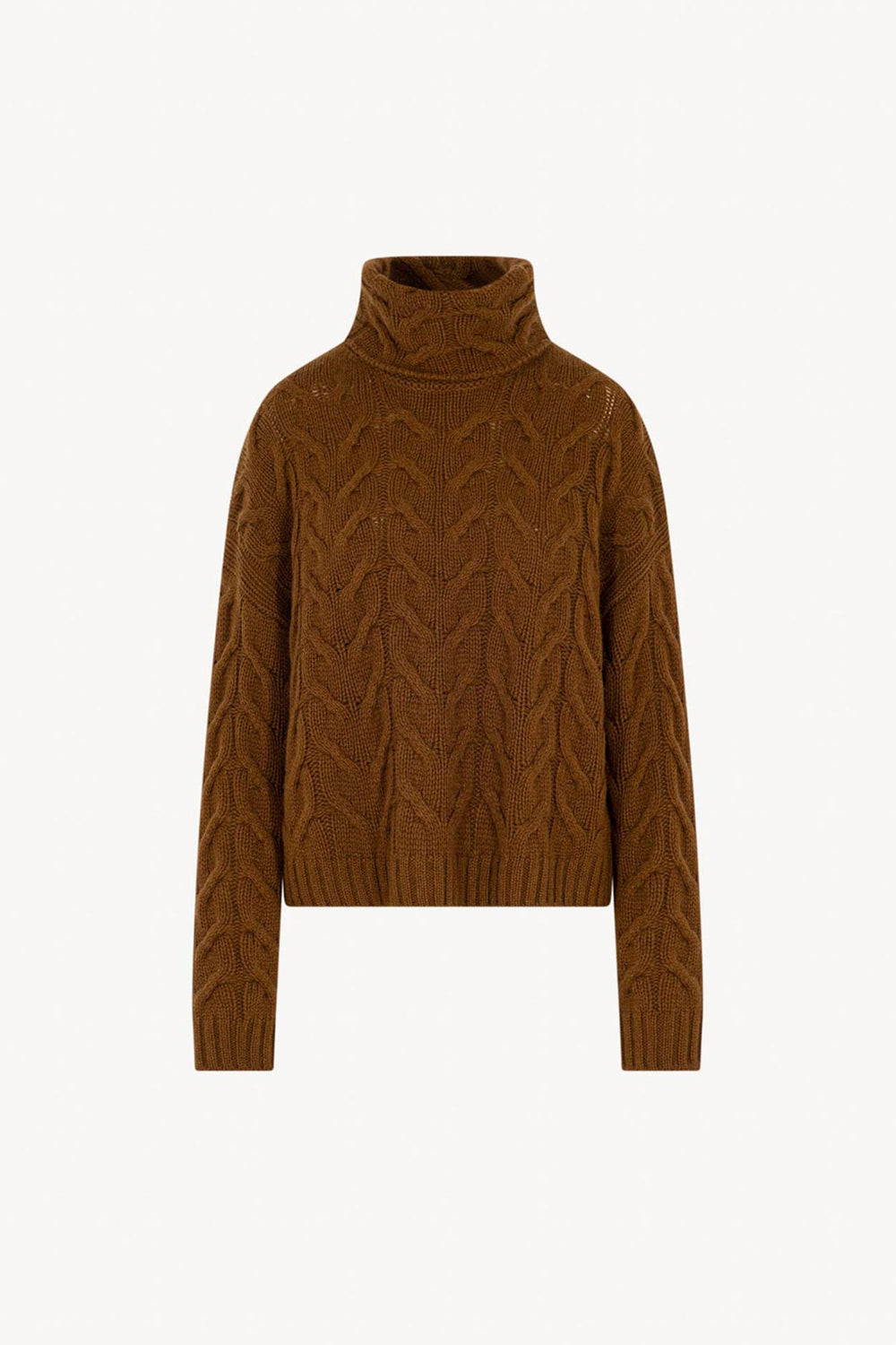 Terracotta Pure Cashmere 12-Ply Cable-Knit Turtleneck