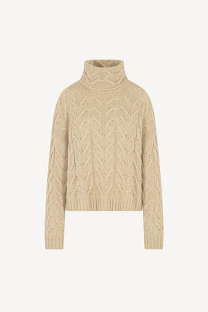Dolcevita a Trecce 12 Fili in Puro Cashmere Avena